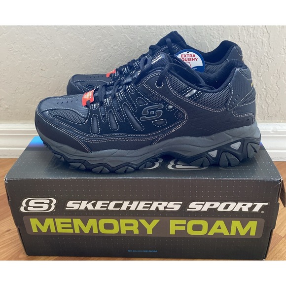 Mens Skechers Afterburn M. Fit Athletic Shoes Black/Charcoal Size 8 Wide - Picture 1 of 8